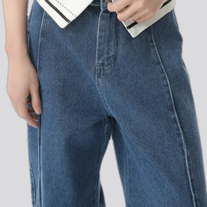 Mid rise sailor collar men's jeans