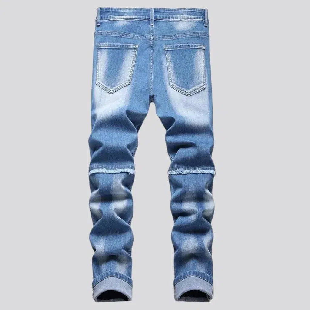 Skinny patchwork jeans
 for men