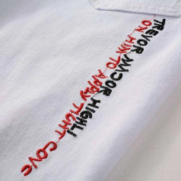 Letters print ripped men's jeans