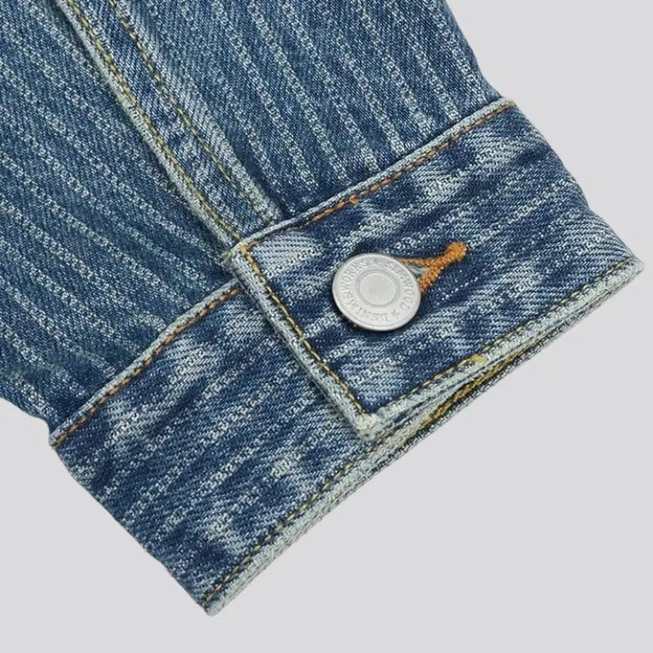 Vertical-stripes men's denim jacket