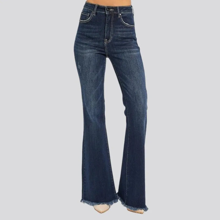 Sanded high-waist jeans
 for ladies