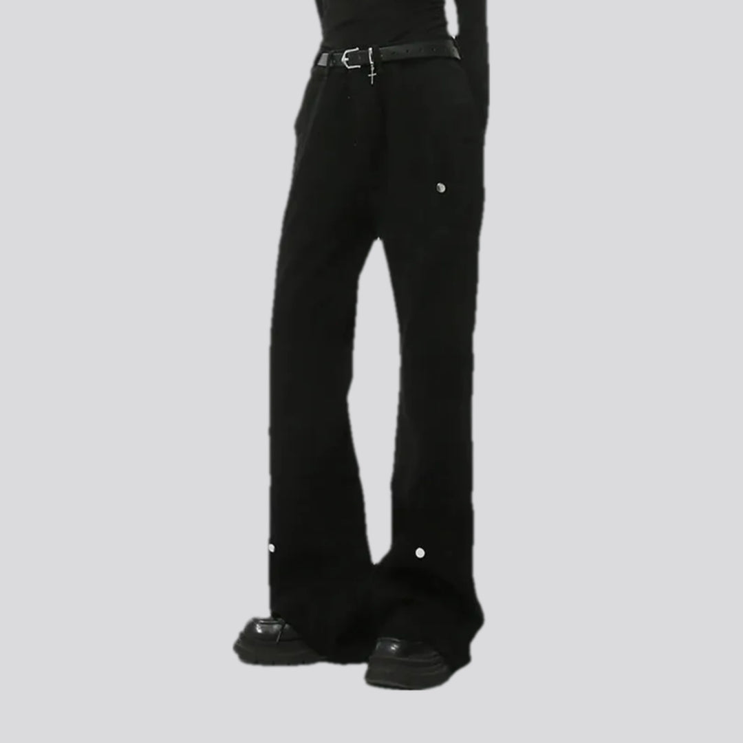 Mid-waist button jeans for men