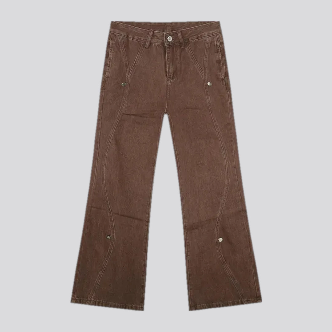 Mid-waist button jeans for men