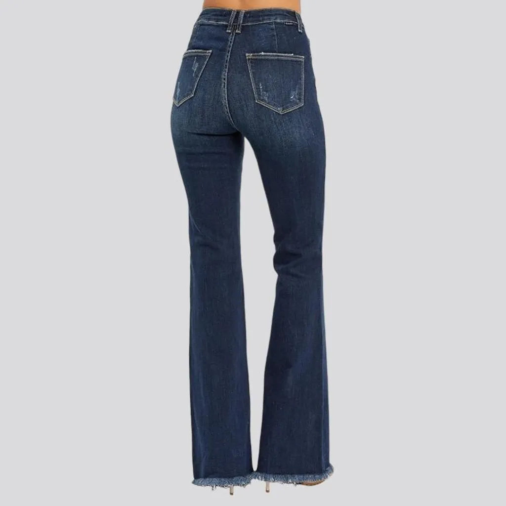 Sanded high-waist jeans
 for ladies