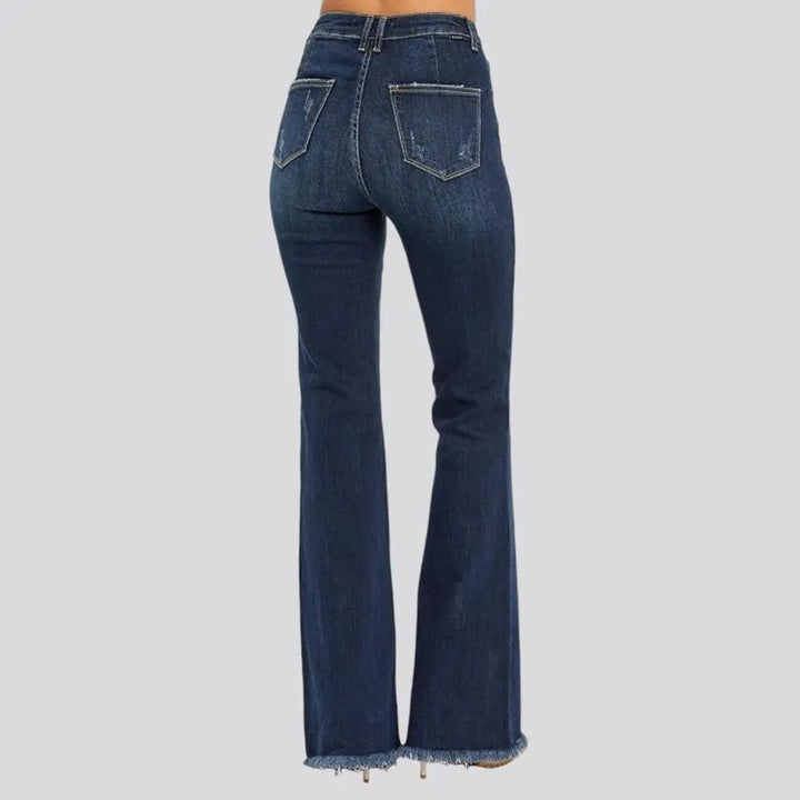 Sanded high-waist jeans
 for ladies