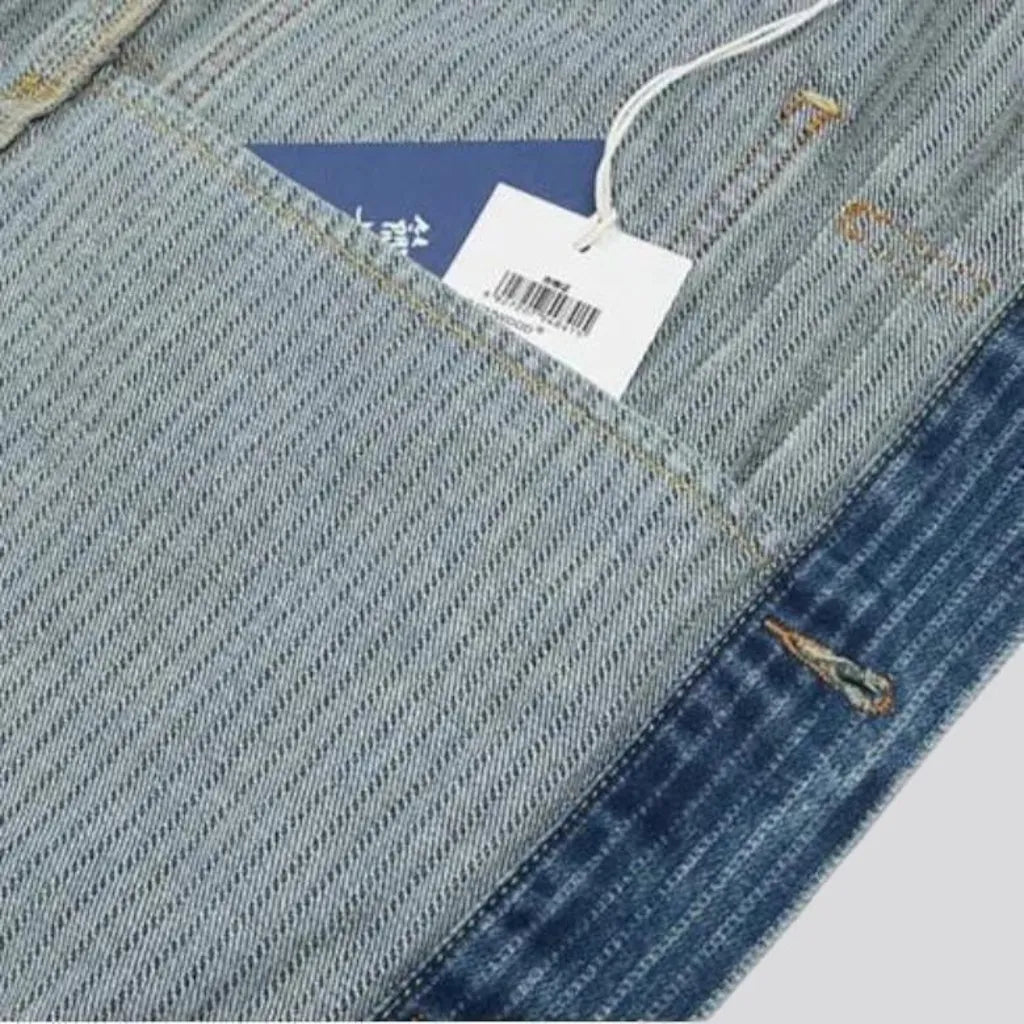Vertical-stripes men's denim jacket